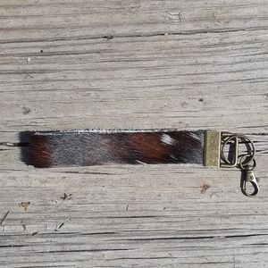Brazilian Cowhide Wristlet Keychain 10" long